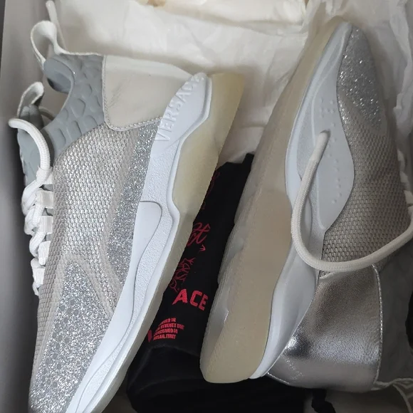 Versace Glitter Silver and White Sneakers